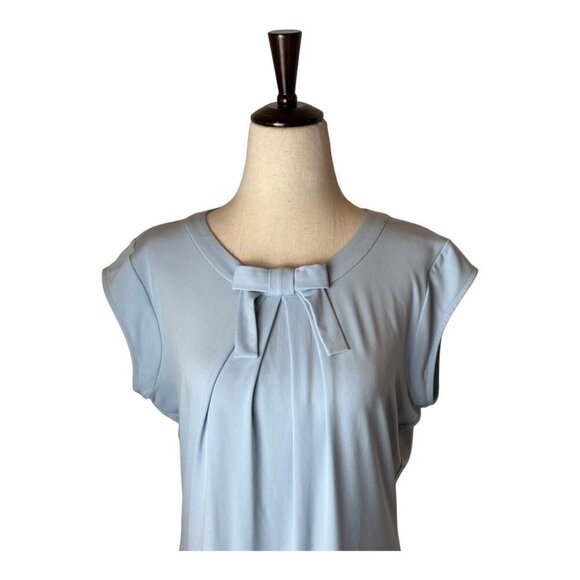 Karl Lagerfeld‎ Heavenly Blue Bow Pleated Detail Short Sleeve Top Size S - Picture 4 of 11